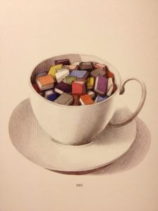 Color Sketch of cup of books, unable to find original source. Copied from http://now---or---never.tumblr.com/post/67173862364/a-cup-of-books