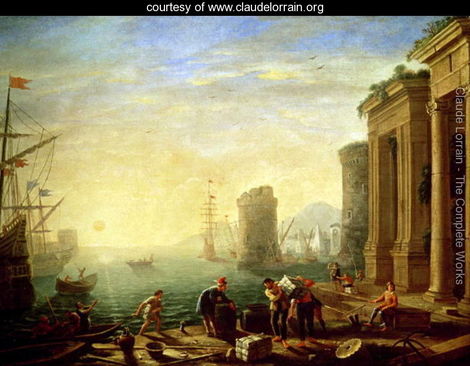 Morning at the Port by Claude Lorrain in 1640 now at The Hermitage - St. Petersburg